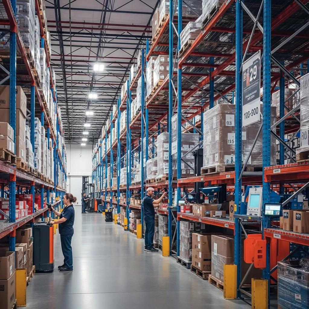 Modern warehouse in Springdale, AR showcasing efficient inventory management and logistics operations with climate-controlled storage and forklift activity.